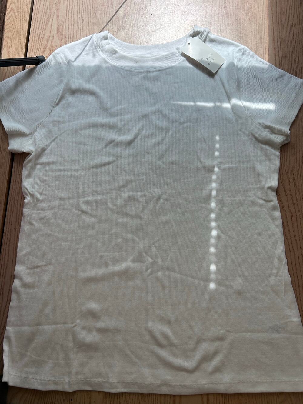 New Women’s A New Day Ribbed T-shirt Lightweight Stretchy Soft White size 1X